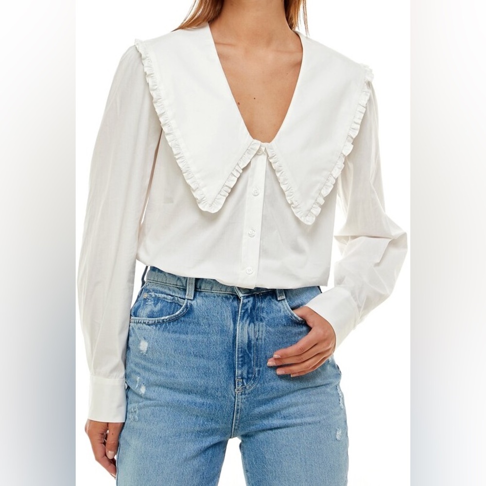 WAYF Esther White Blouse Top